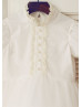 Short Sleeves Ivory Cotton Tulle Flower Girl Dress